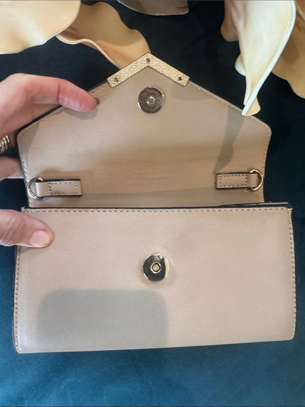 Urban Expressions Blush Beige Envelope Clutch with Gold V Accent